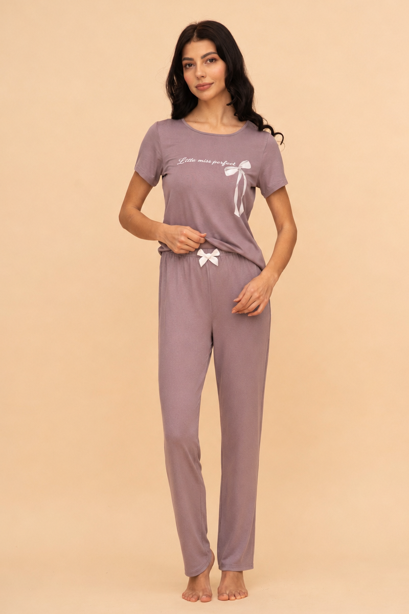 Pijama damă bumbac și modal cu mânecă scurtă „Little Miss Perfect”