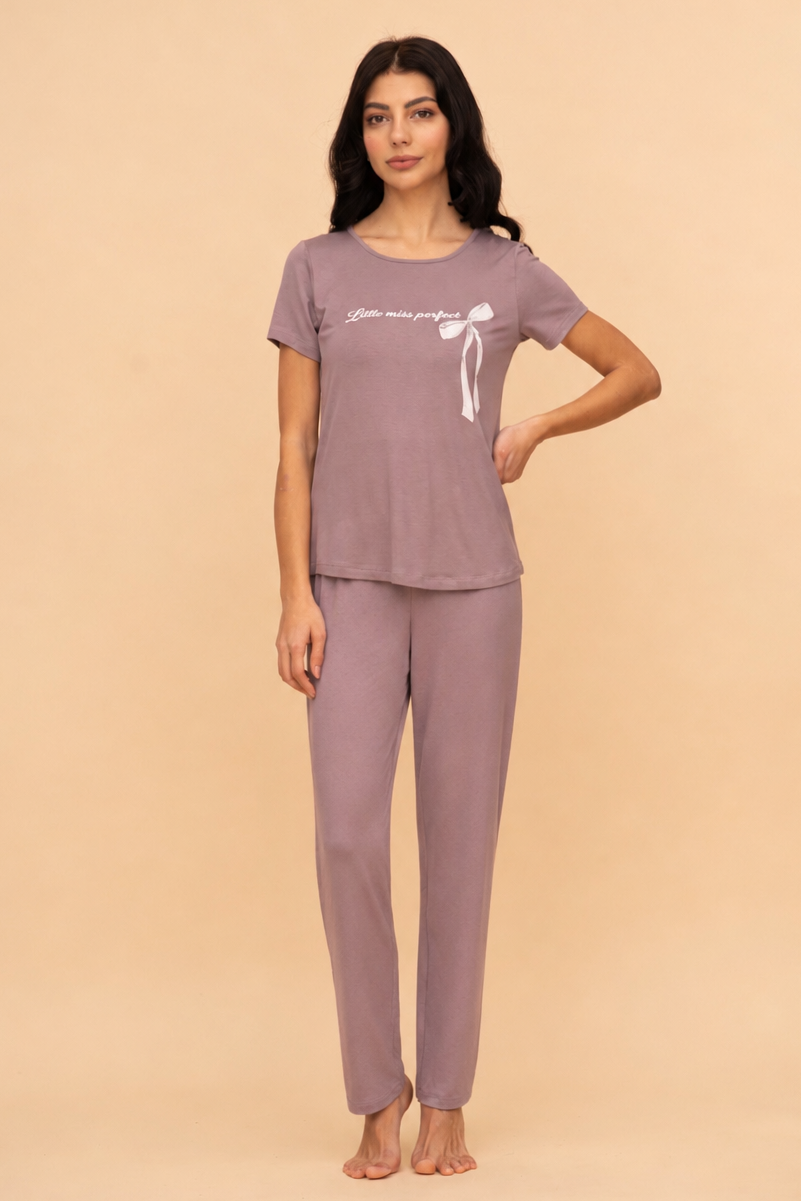 Pijama damă bumbac și modal cu mânecă scurtă „Little Miss Perfect”