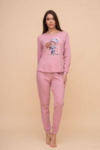 Pijama damă bumbac interlock cu mânecă lungă „Autumn mood"