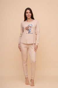 Pijama damă bumbac interlock cu mânecă lungă „Autumn mood"