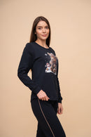 Pijama damă bumbac interlock cu mânecă lungă „Winter Bear"