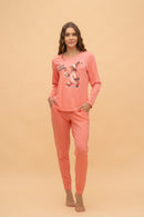 Pijama damă bumbac cu mânecă lungă „Bunny Walker” 