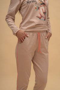 Pijama damă bumbac cu mânecă lungă „Bunny Walker” 