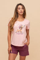 Pijama damă bumbac cu mânecă scurtă „Purse Puppy"
