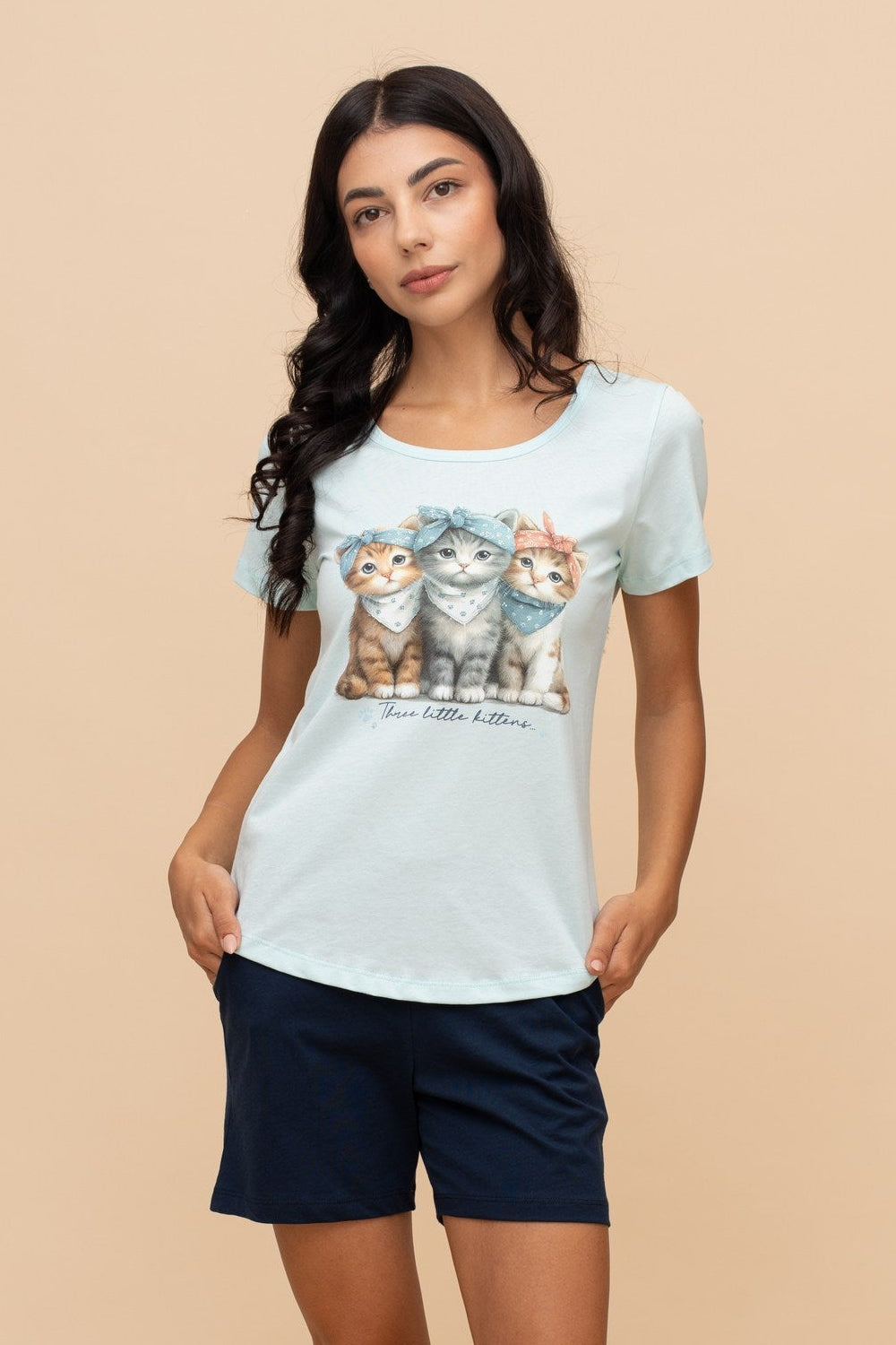 Pijama damă bumbac cu mânecă scurtă „Purse Puppy"