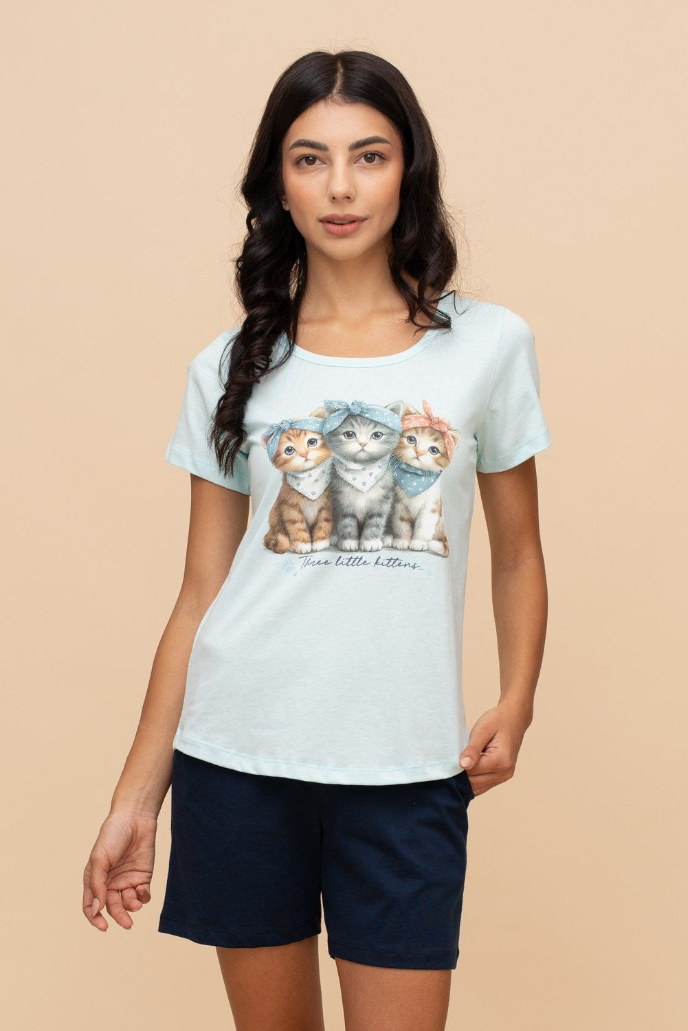 Pijama damă bumbac cu mânecă scurtă „Purse Puppy"