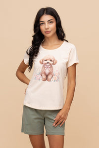 Pijama damă bumbac cu mânecă scurtă „Purse Puppy"