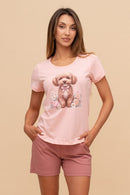 Pijama damă bumbac cu mânecă scurtă „Purse Puppy"