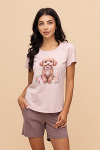 Pijama damă bumbac cu mânecă scurtă „Purse Puppy"