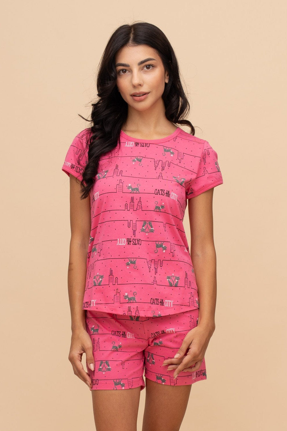 Pijama damă bumbac cu mânecă scurtă „Purse Puppy"