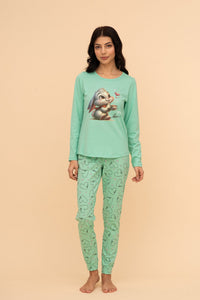 Pijama damă bumbac cu mânecă lungă „My Love"