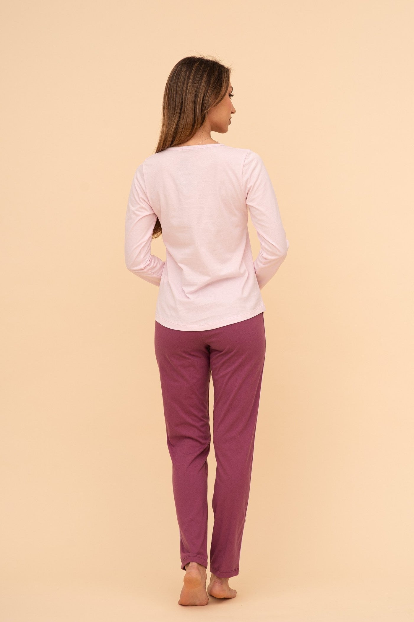 Pijama damă bumbac cu mânecă lungă „Pop Bubbles"