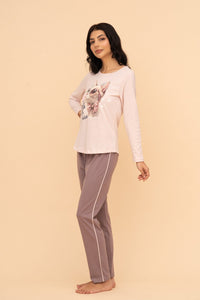 Pijama damă bumbac cu mânecă lungă „Pop Bubbles"