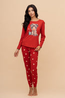 Pijama damă bumbac cu mânecă lungă „Leafy Top"