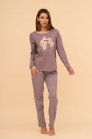 Pijama damă bumbac cu mânecă lungă „Cup of coffee"