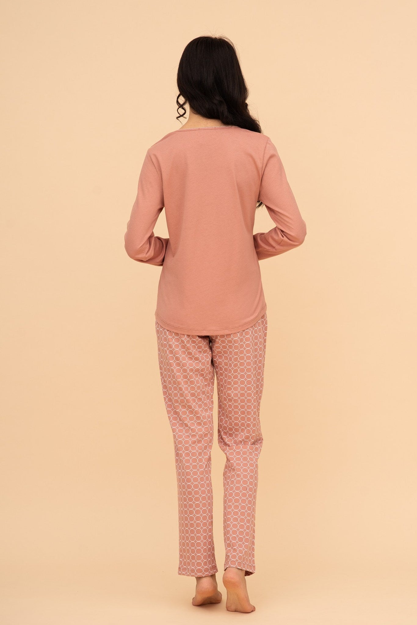 Pijama damă bumbac cu mânecă lungă „Cup of coffee"