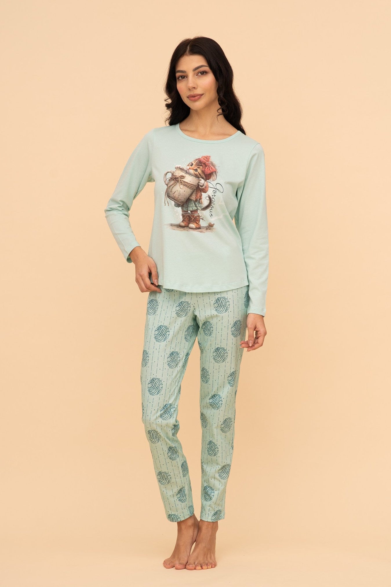 Pijama damă bumbac cu mânecă lungă „Gorgeous"