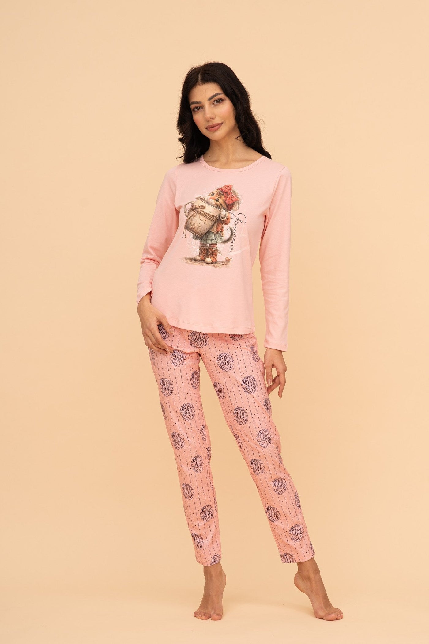 Pijama damă bumbac cu mânecă lungă „Gorgeous"