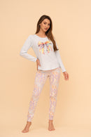 Pijama damă bumbac cu mânecă lungă „Rainbow"