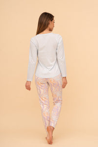 Pijama damă bumbac cu mânecă lungă „Rainbow"