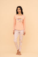 Pijama damă bumbac cu mânecă lungă „Rainbow"