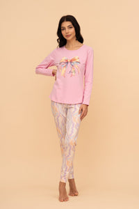 Pijama damă bumbac cu mânecă lungă „Rainbow"