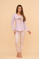 Pijama damă bumbac cu mânecă lungă „Rainbow"