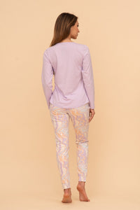 Pijama damă bumbac cu mânecă lungă „Rainbow"
