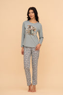 Pijama damă bumbac cu mânecă lungă „Daisy Bunny"