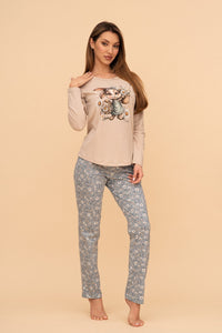 Pijama damă bumbac cu mânecă lungă „Daisy Bunny"