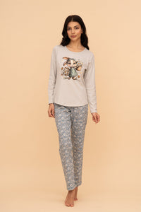 Pijama damă bumbac cu mânecă lungă „Daisy Bunny"