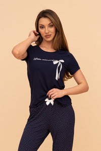 Pijama damă bumbac și modal cu mânecă scurtă „Little Miss Perfect”