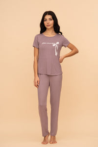 Pijama damă bumbac și modal cu mânecă scurtă „Little Miss Perfect”