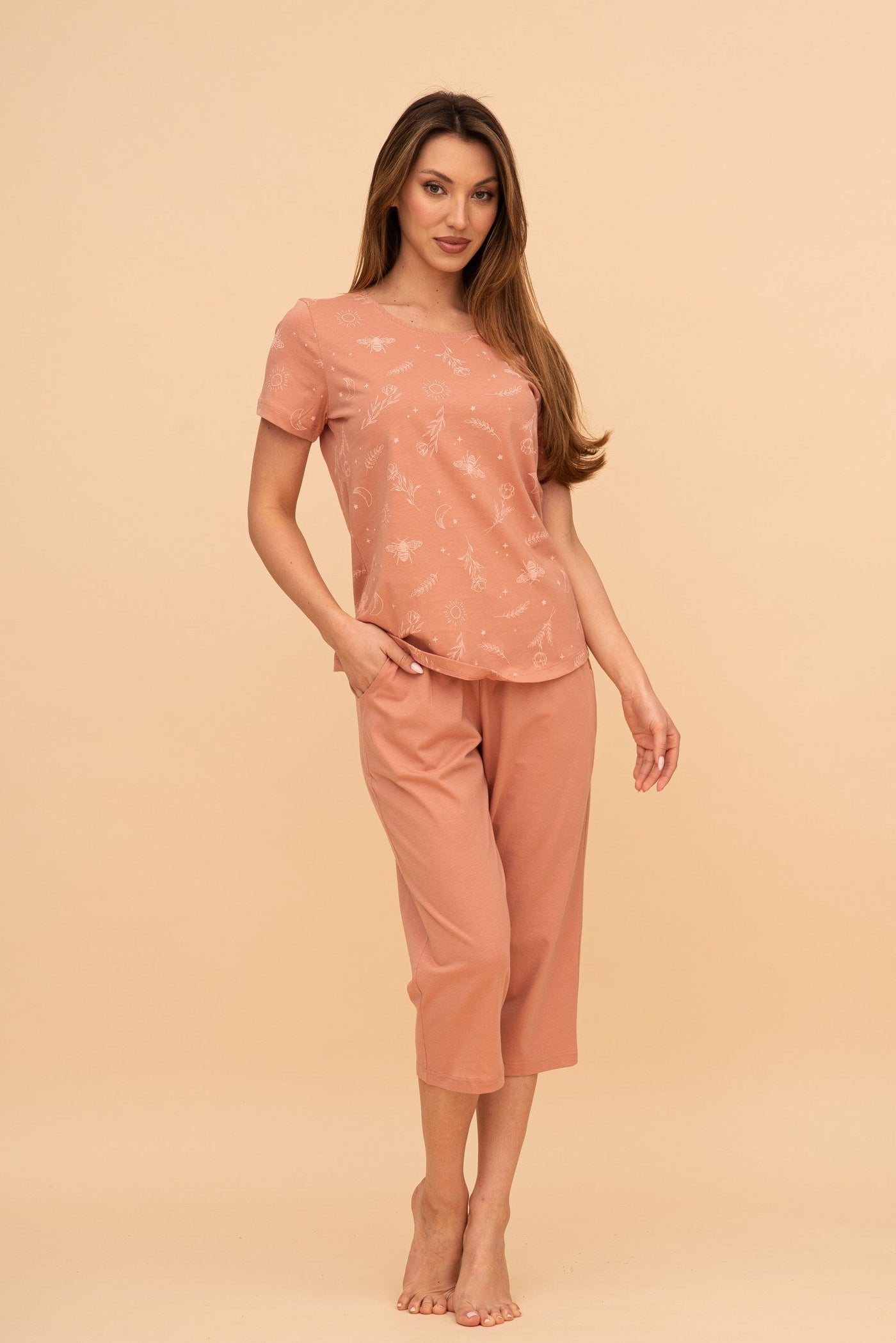Pijama damă bumbac cu mânecă scurtă „Misty”