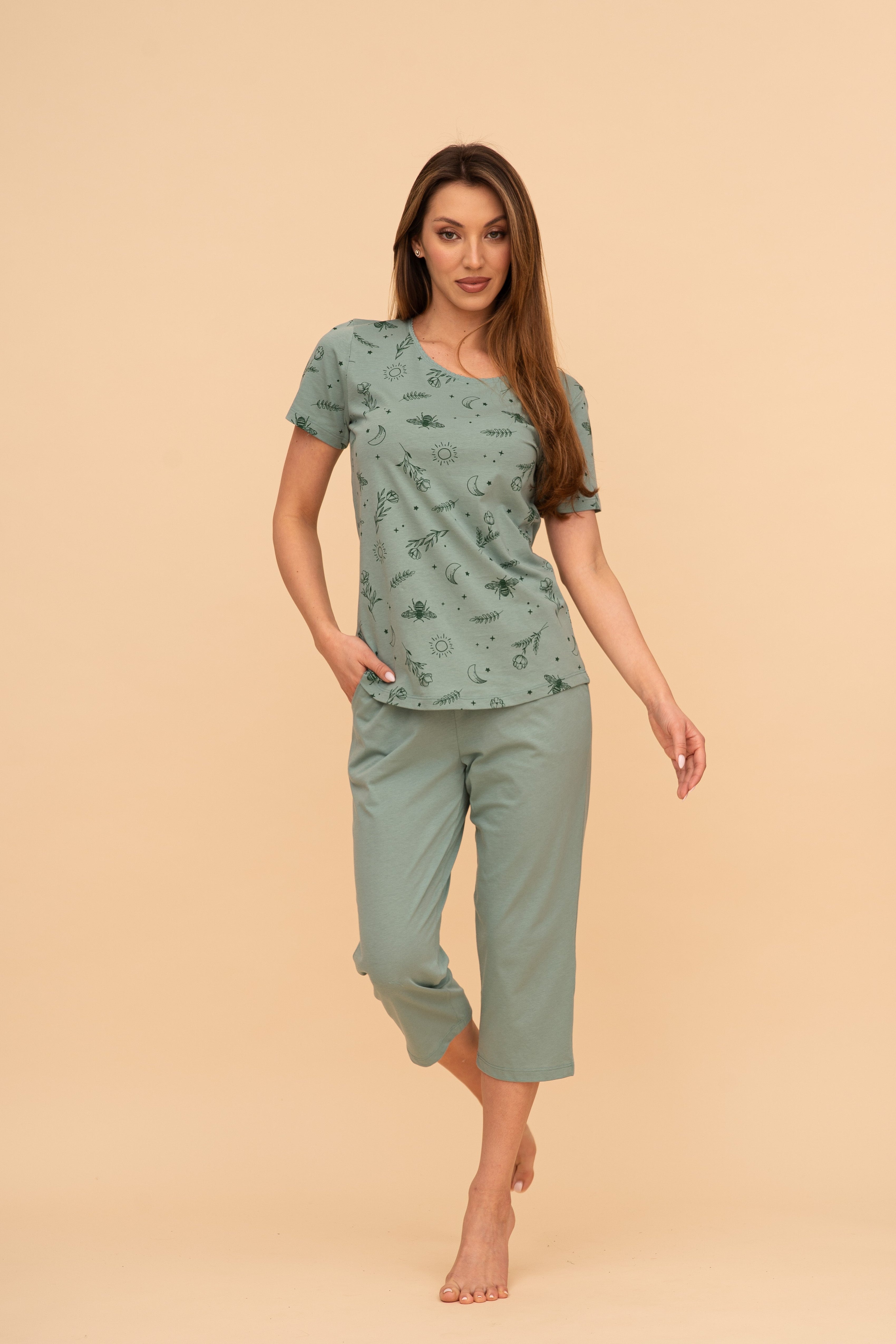 Pijama damă bumbac cu mânecă scurtă „Misty”