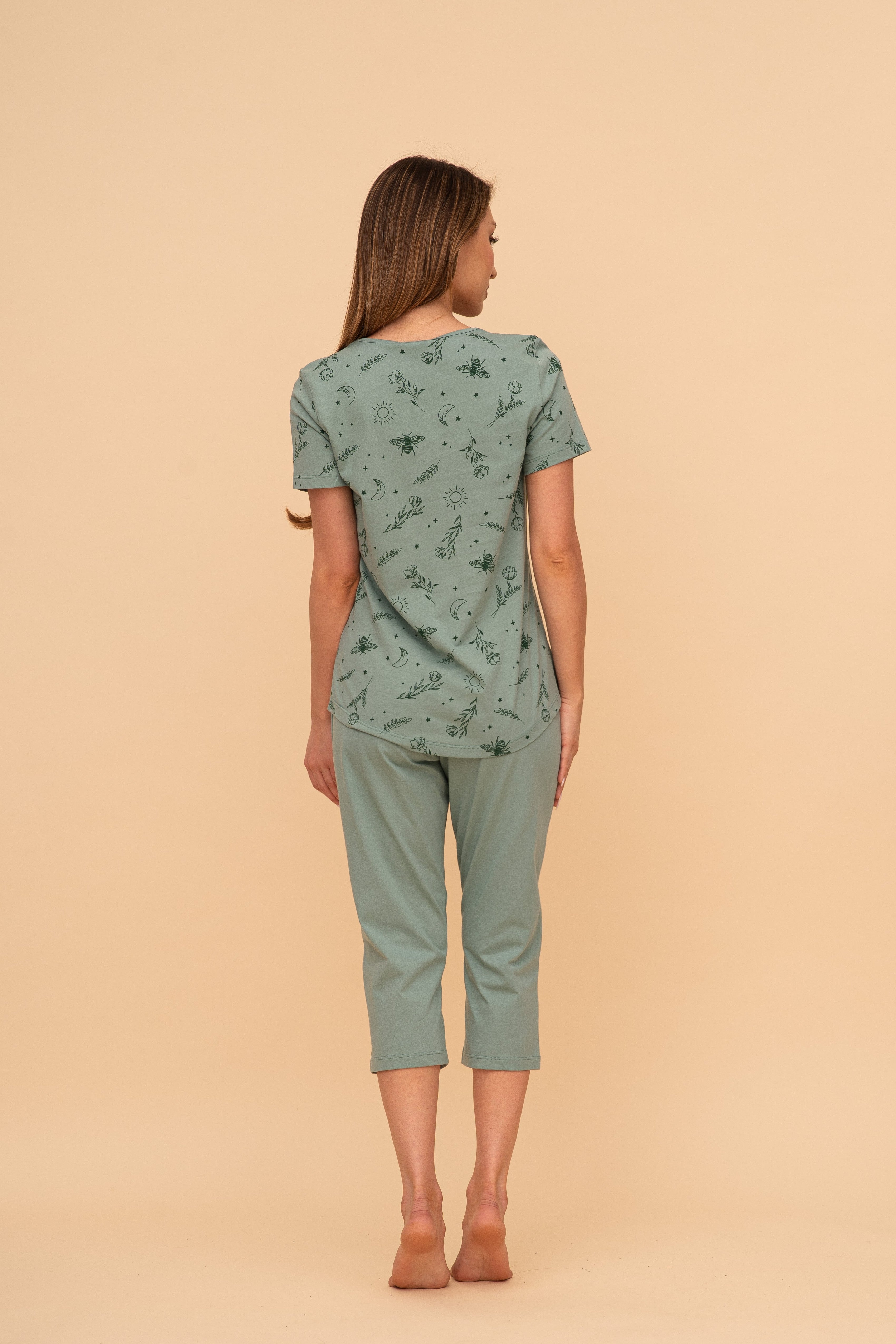 Pijama damă bumbac cu mânecă scurtă „Misty”