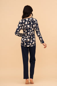 Pijama damă bumbac cu mânecă lungă „Magnolia top"