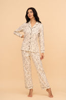 Set pijama damă bumbac cu mânecă lungă „Floral"