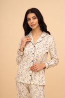 Set pijama damă bumbac cu mânecă lungă „Floral"