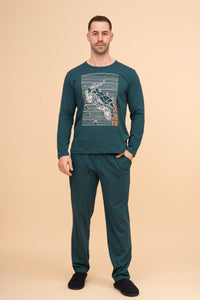 Pijama bărbați bumbac cu mânecă lungă "Motor Sport"