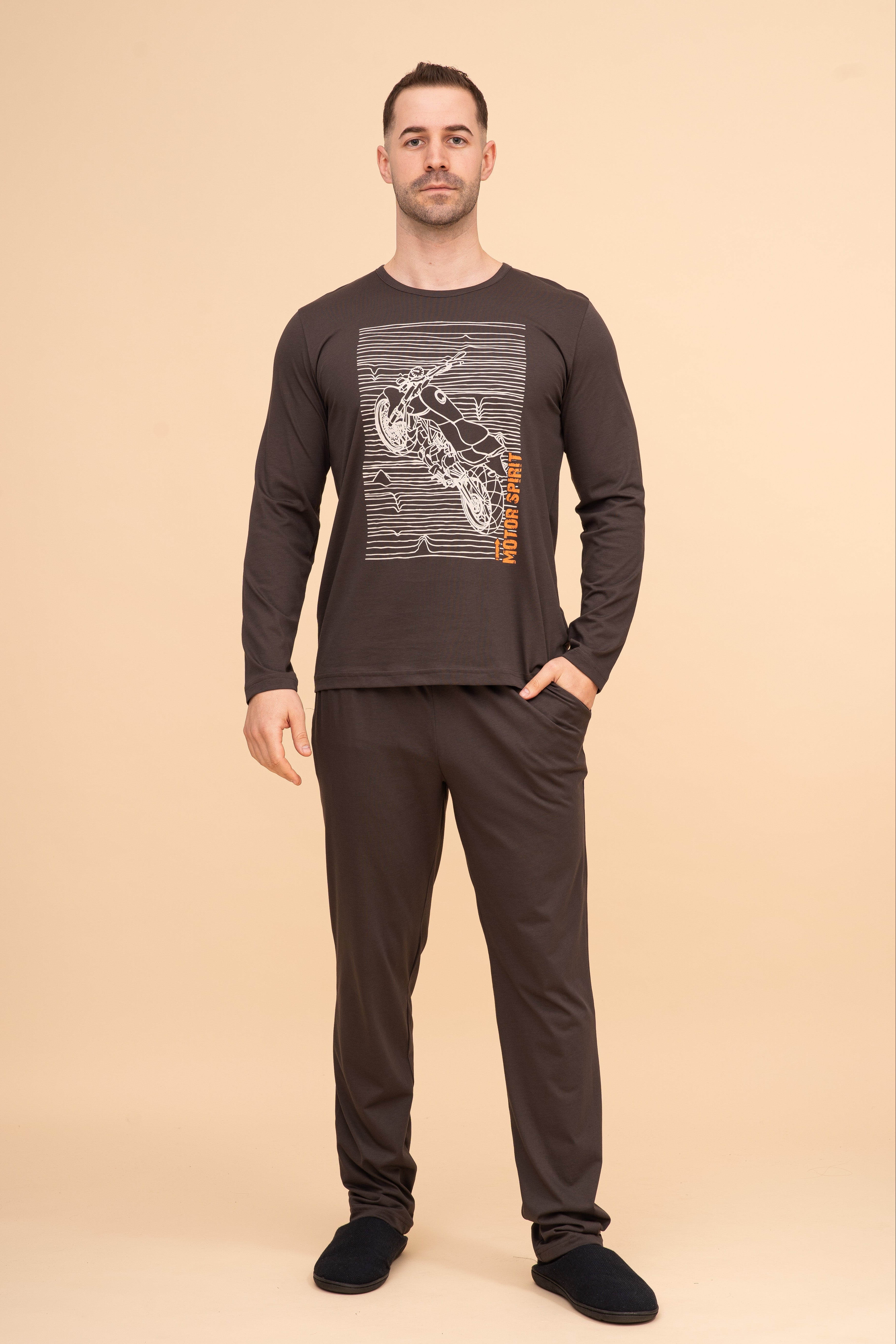 Pijama bărbați bumbac cu mânecă lungă "Motor Sport"