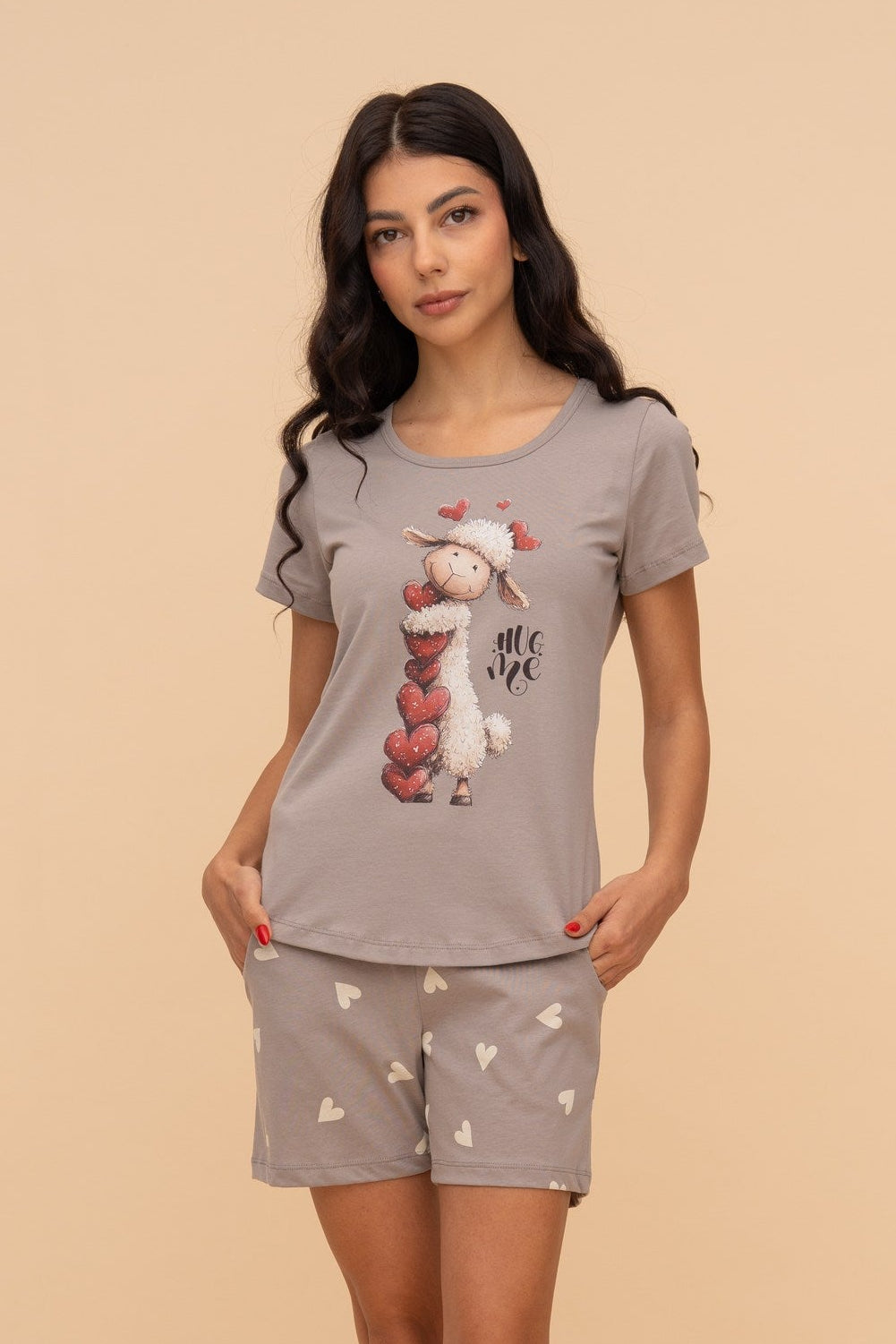 Pijama damă bumbac cu mânecă scurtă „Purse Puppy"