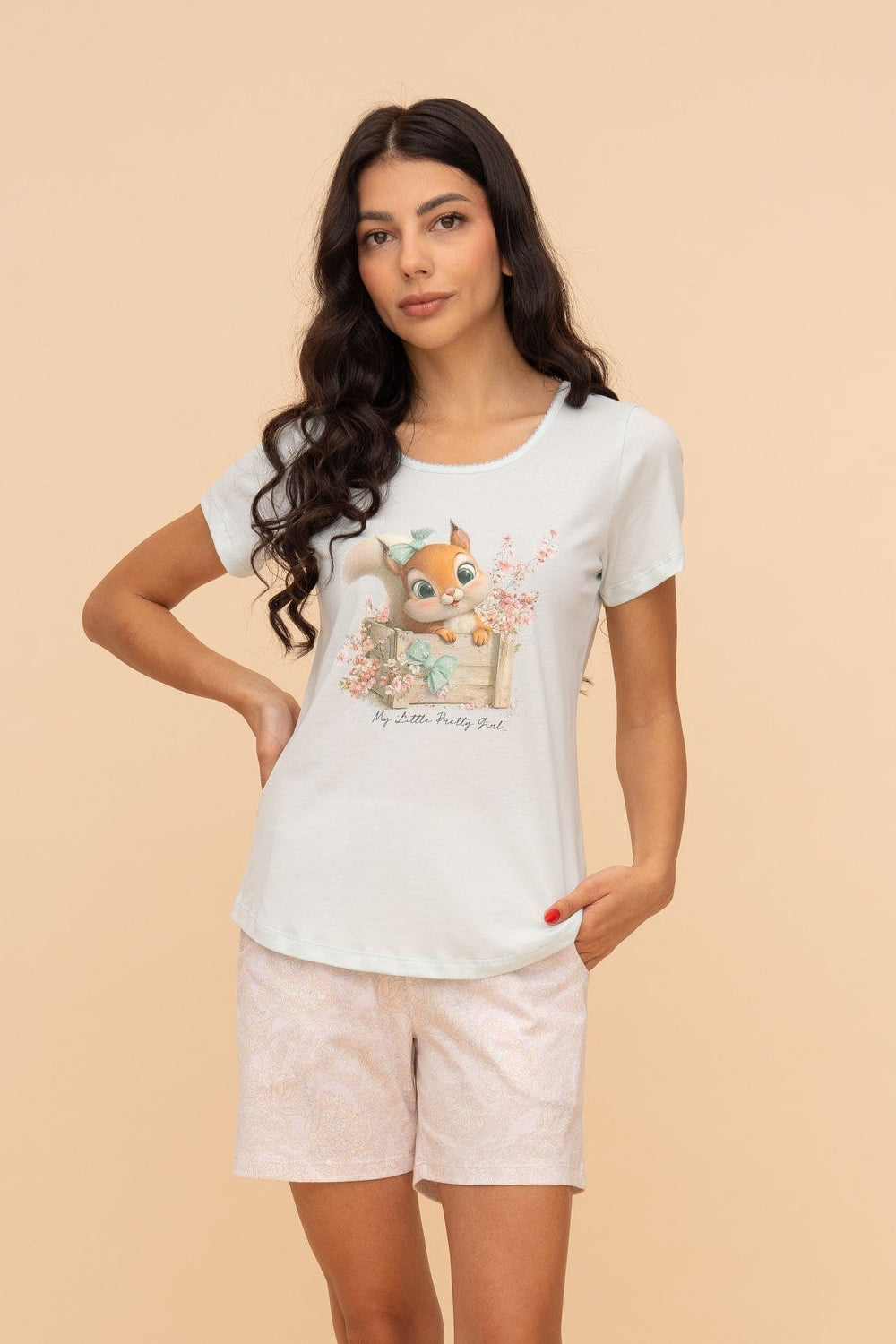 Pijama damă bumbac cu mânecă scurtă „Purse Puppy"