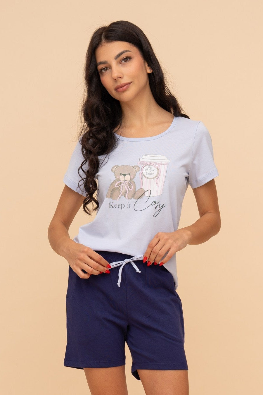 Pijama damă bumbac cu mânecă scurtă „Purse Puppy"
