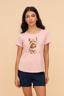 Pijama damă bumbac cu mânecă scurtă „Purse Puppy"