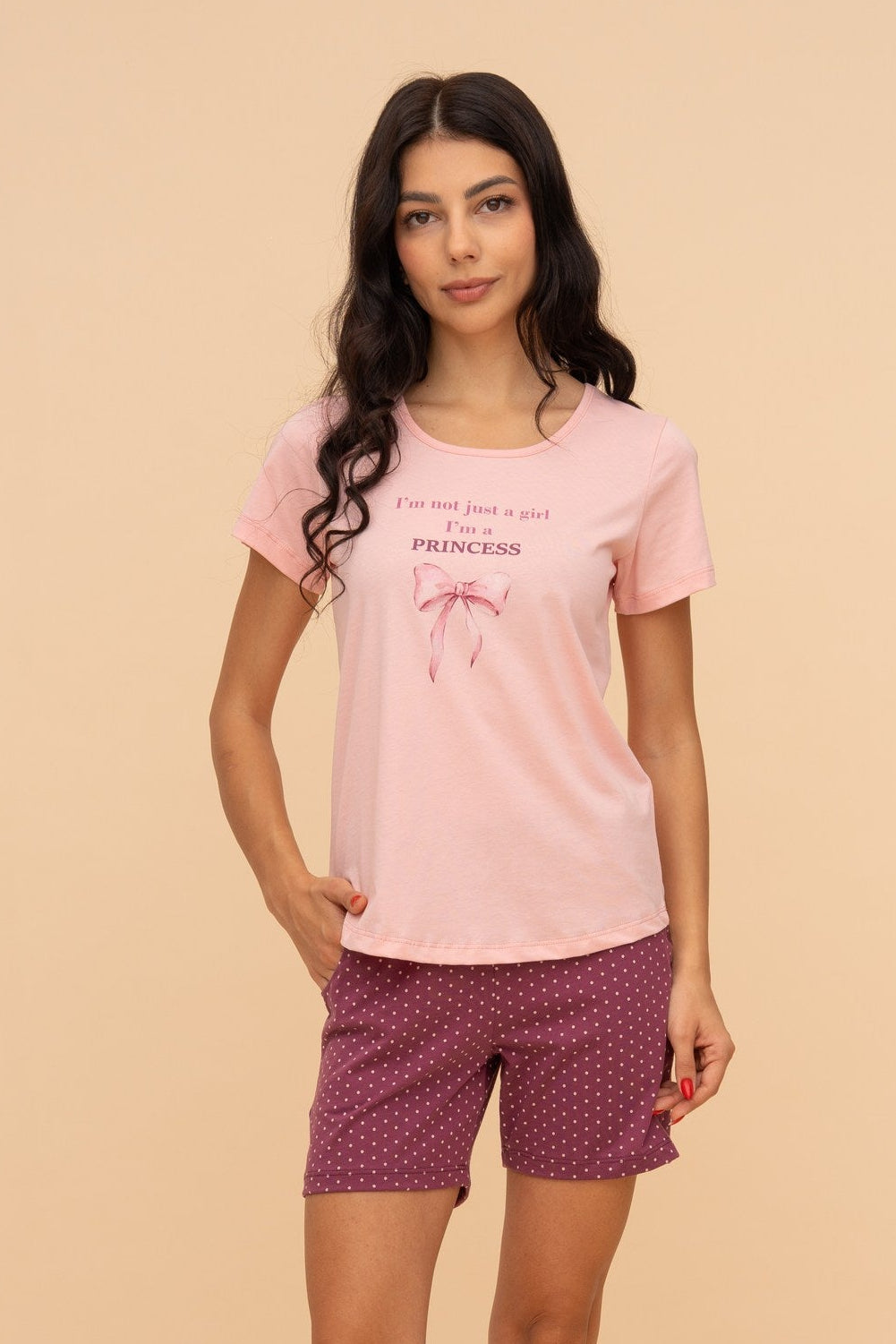 Pijama damă bumbac cu mânecă scurtă „Purse Puppy"