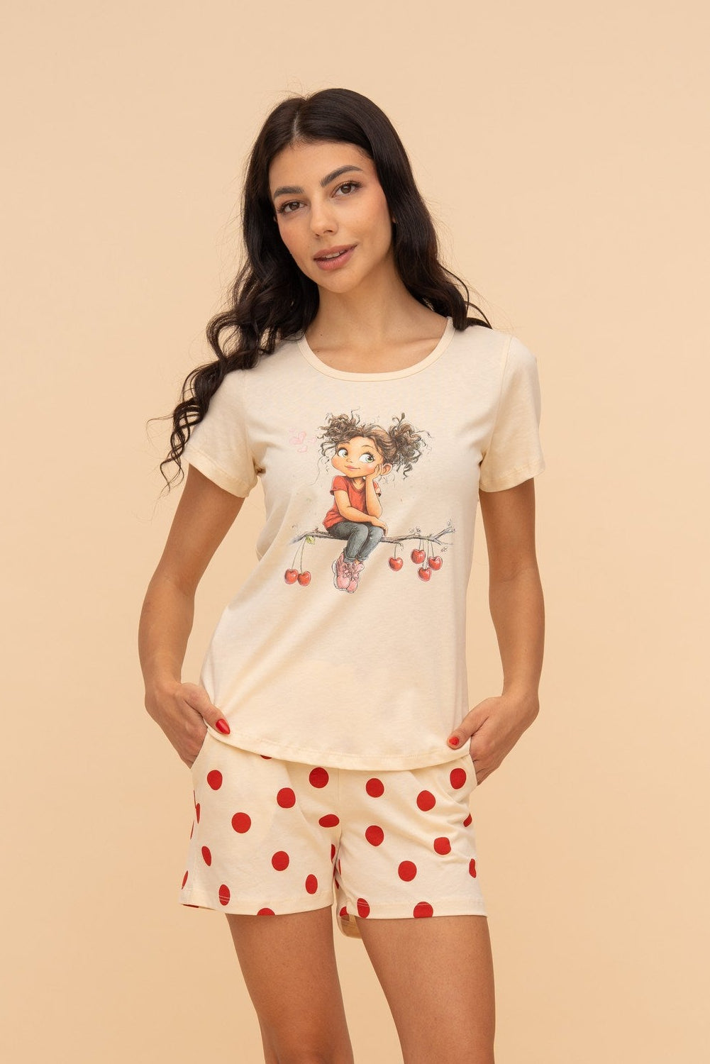 Pijama damă bumbac cu mânecă scurtă „Purse Puppy"