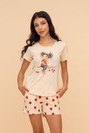 Pijama damă bumbac cu mânecă scurtă „Purse Puppy"