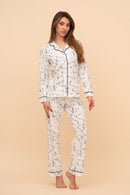 Set pijama damă bumbac cu mânecă lungă „Ink Mist"
