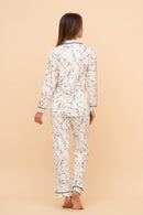 Set pijama damă bumbac cu mânecă lungă „Ink Mist"